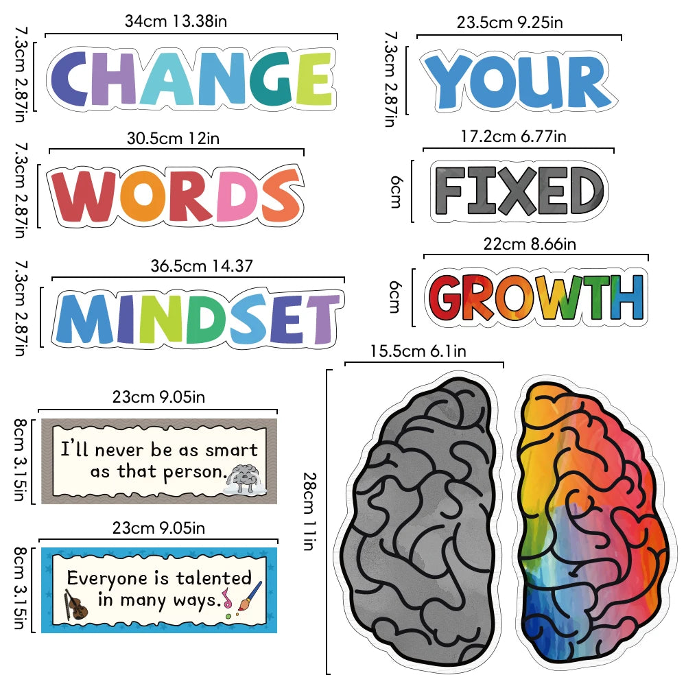 Educational display cards encouraging resilience and learning for children
