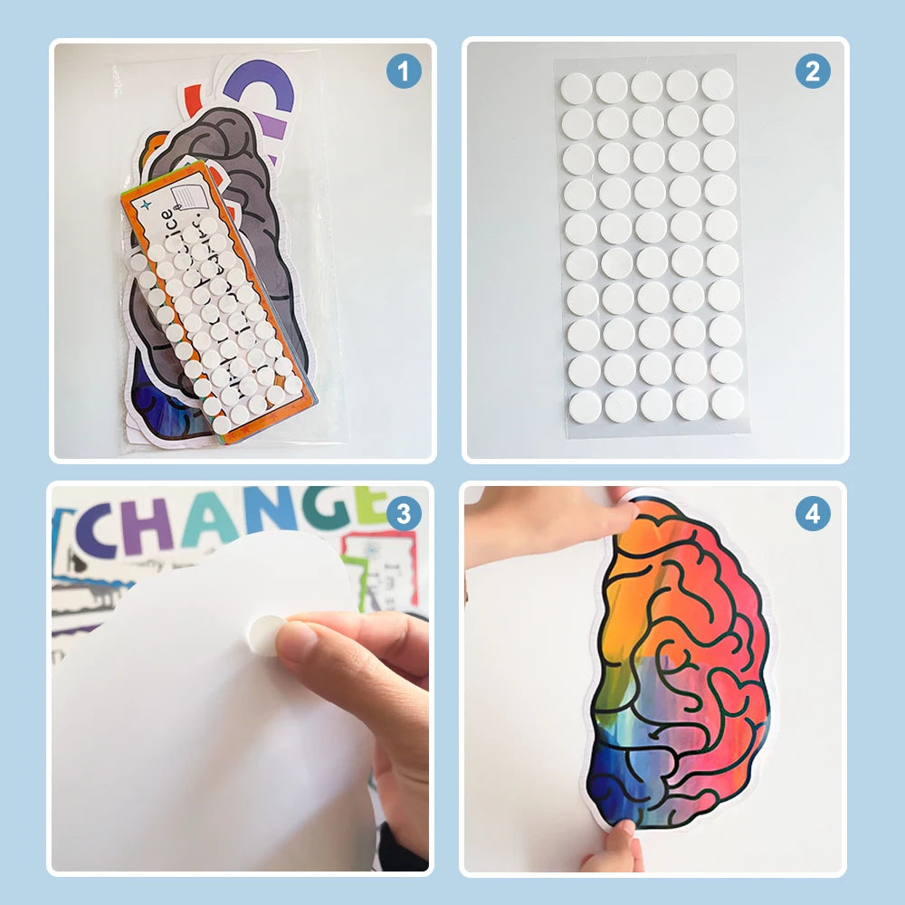 Mindset wall display showing growth-oriented phrases for families